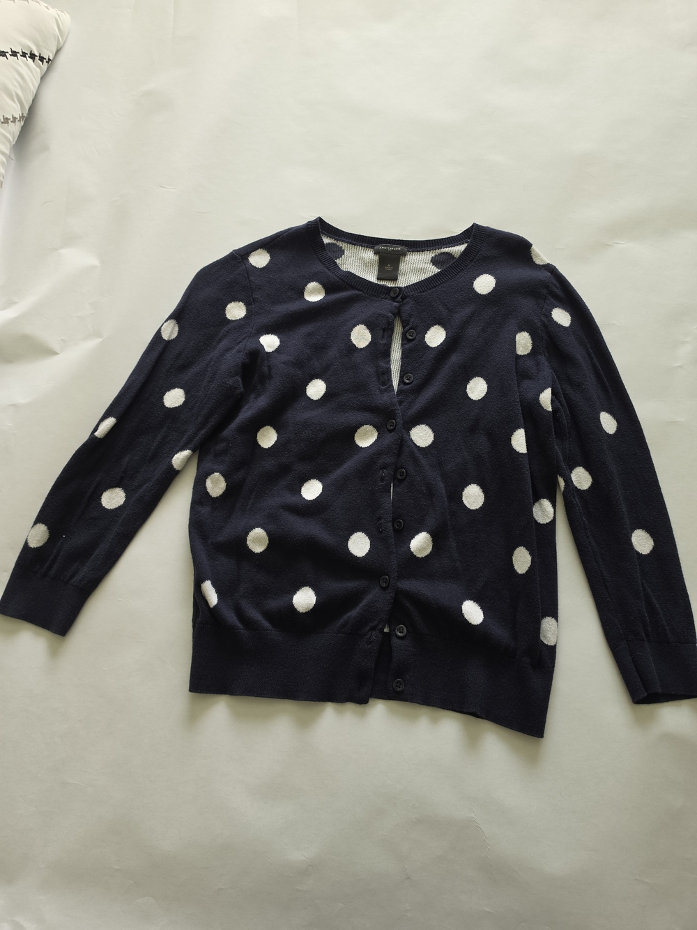 Womens Navy Polka Dot Button-Front Cardigan Sweater
